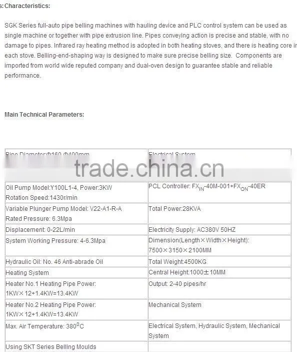 SGK series 400 plastic pipe belling machine