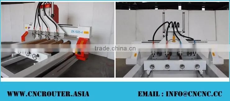 Custom Design 4 Heads 4 Rotary Axis Wood CNC Router Machine Mainly For Round Materials ZKM-1325 With Air Cylinder For Z-Axis