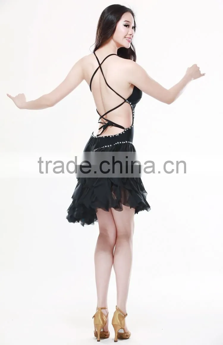 Hot Latin Belly Dance Costumes,Sexy Black Tribal Belly Dance Wear,Belly Dancing Performance Dress for Latin Dance(QC2096)