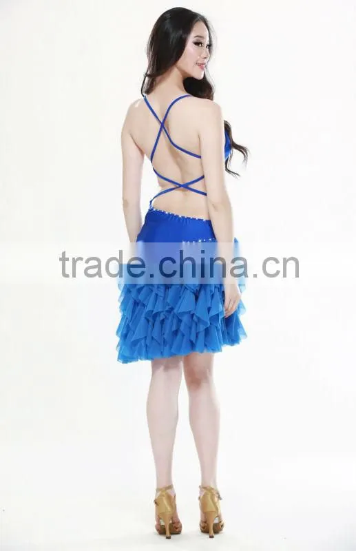 fashion and modern tassels sexy colorful beaded ballroom latin dance dress (QC2096)