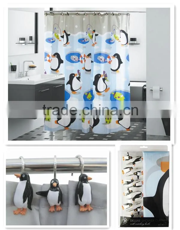 Lovely rabbit for 100% polyester shower curtain