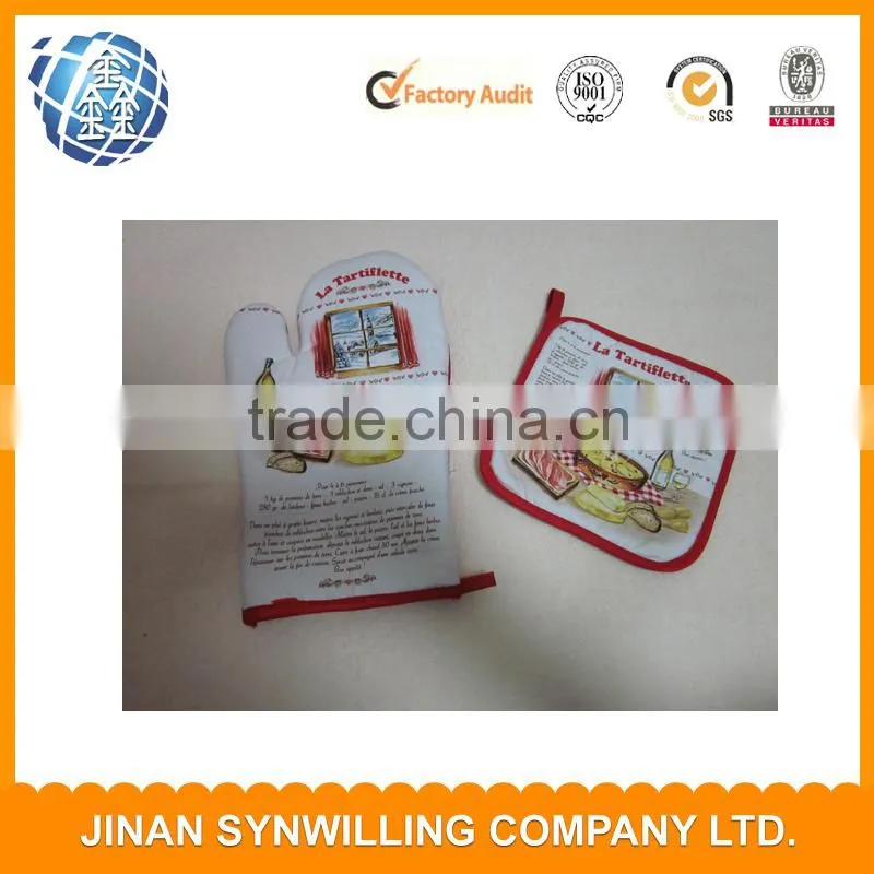 2015 hot sale 100% cotton kitchen glove/oven mitt for promotion