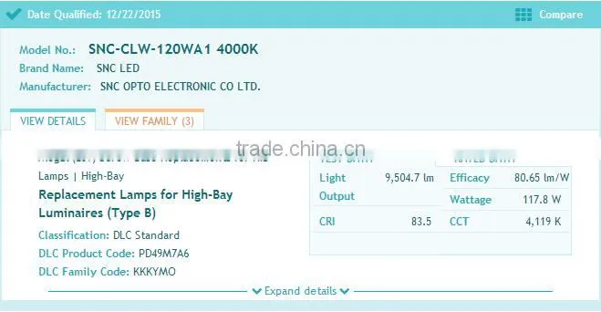 Wholesale price 120W led corn light DLC internal driver SMD chips 110Volts