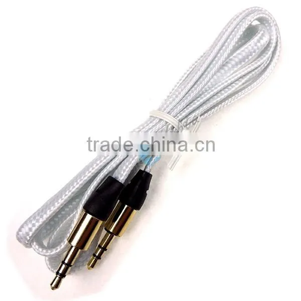 Shoelace Style Fabric Braided 3.5mm Male to Male Stereo Audio Aux Cable for iPhone/iPad/iPod