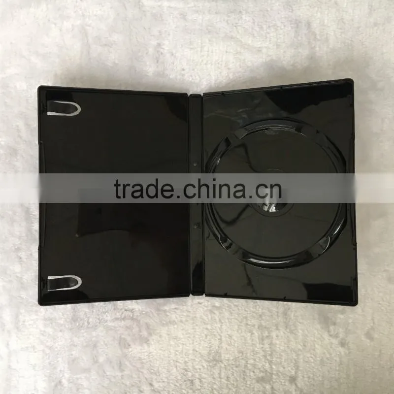 14mm Standard Plastic Glossy Black Cover long DVD case for One Disk