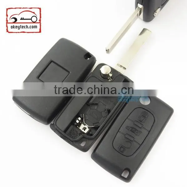 High Quatity Citroen romote flip key shell 3 button VA2 blank with battery place 0536 Citroen key cover