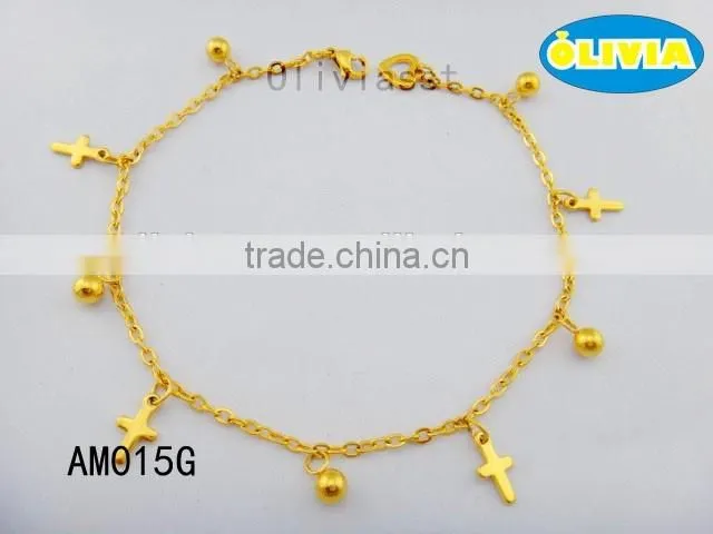 Olivia Jewelry Fashion Cross Charms Bracelet Gold fashion design anklets