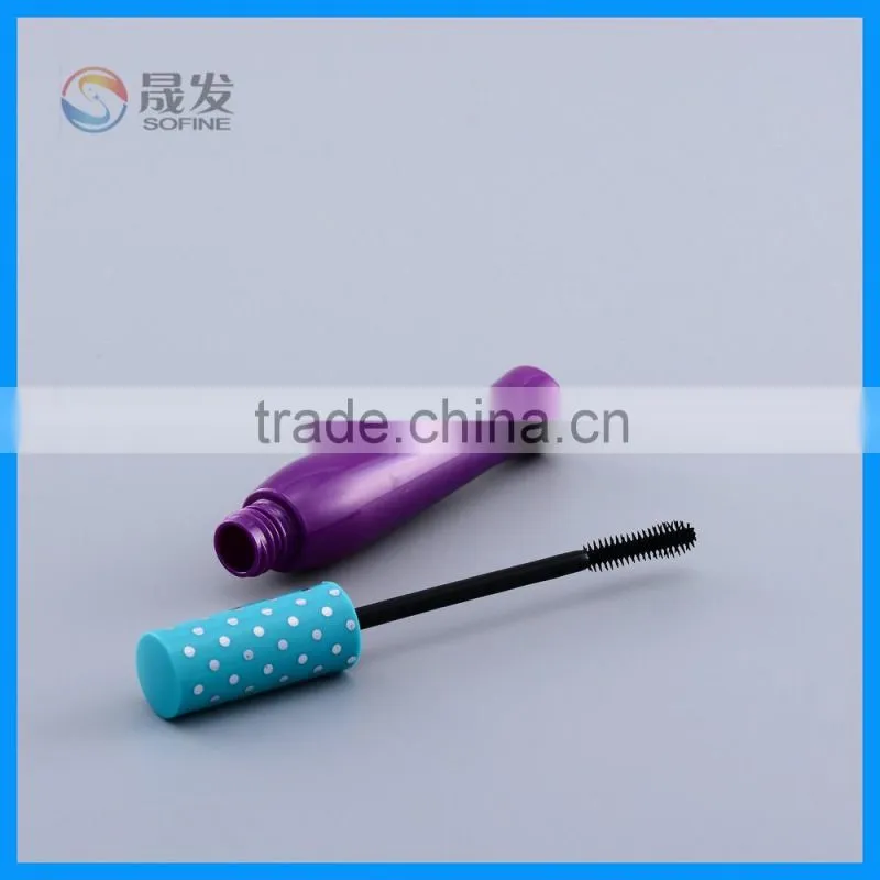 Colourful empty Mascara container wiith flexional brush