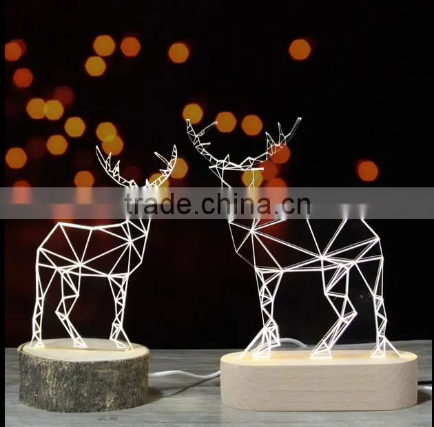 Christmas decoration 5W 3D acrylic LED deer animal light