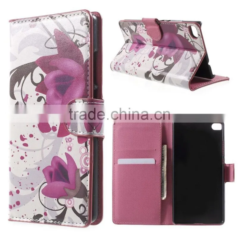 2015 fashion phone case flip leather cover case for Huawei P8,Factory wholesale for Huawei p8 wallet leather case