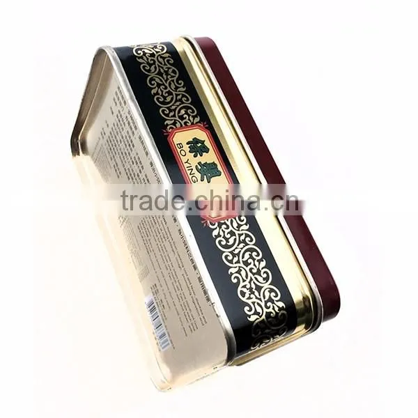 food grade empty rectangular small hinged tin medicine box