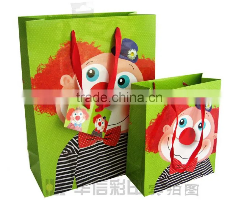 Children's Style Paper Gift Bag With Ribbon Handle