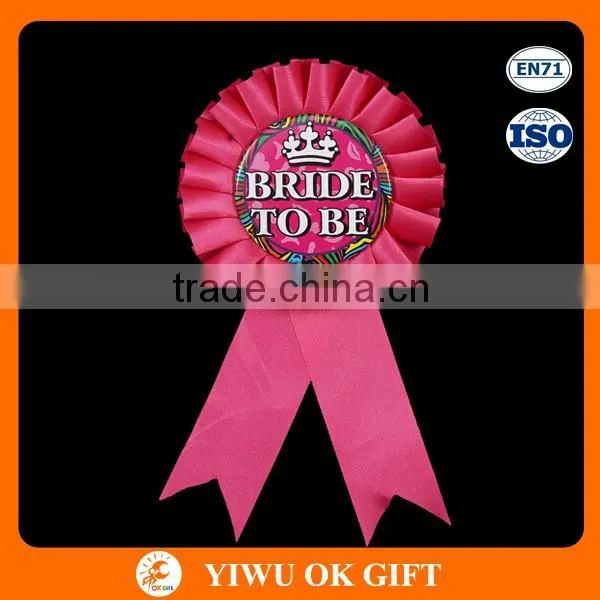 Hen party maid of honor rosettes with hot pink feather badge