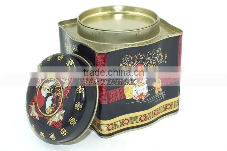 Wave Shaped Tea Tin Can with Inner Lid