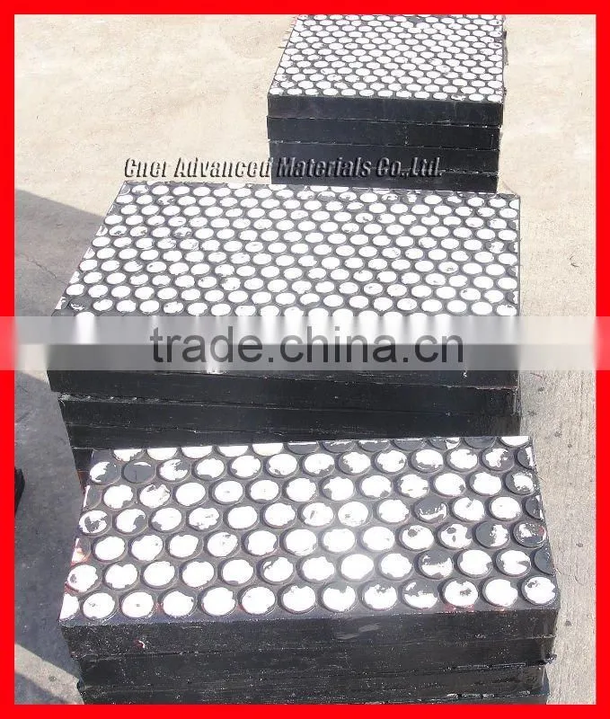 Rubber ceramic liners (size:500x500x20 mm)