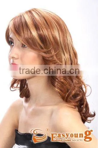 Deep red color curly full lace synthetic hair styles wigs