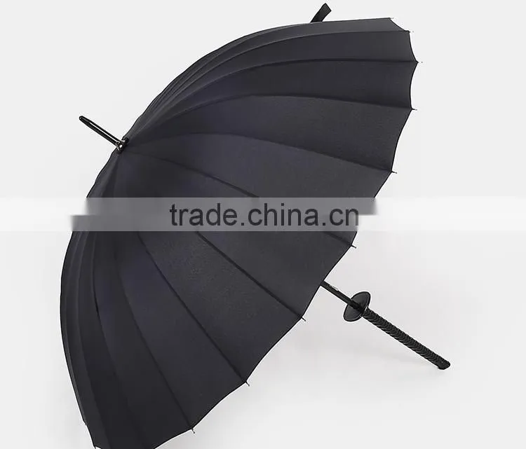 24k katana handle umbrella straight auto open umbrella with sword handle manufacture by china parasol factory