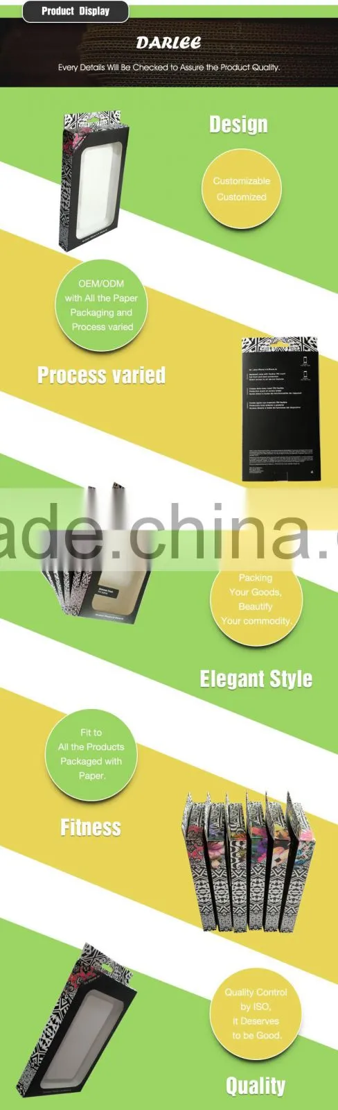 Hot sale creative design embossed UV clear window custom recyclable packaging box for iphone case
