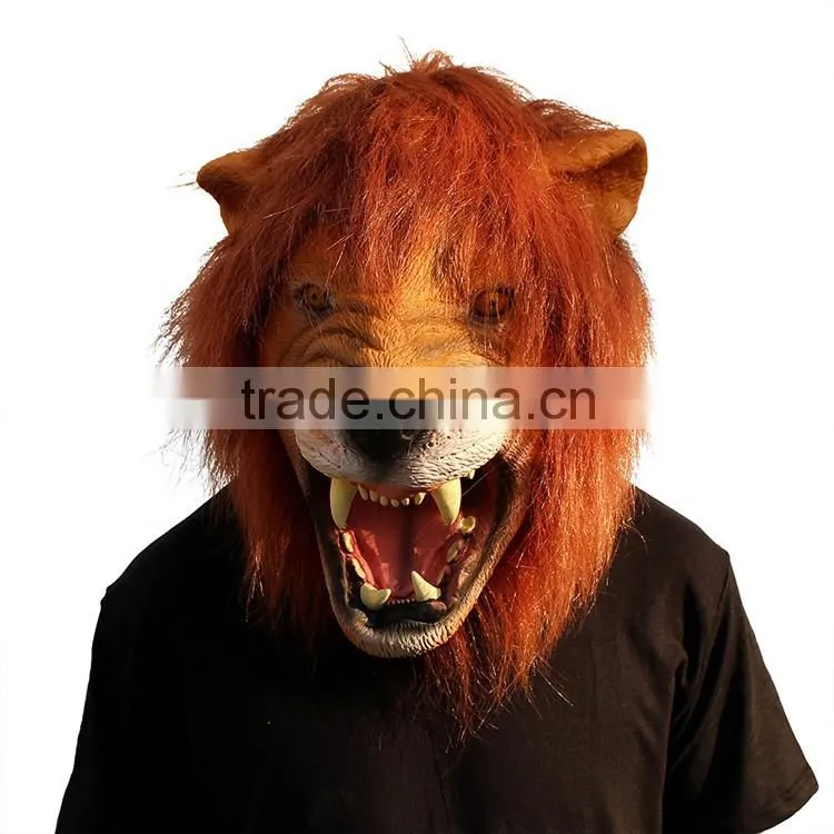 Halloween Costume Ideas Funny Carnival Real Animal Lion Latex Mask