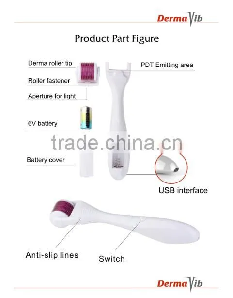 6 in 1 derma roller/ 540 needles Massage LED PDT Derma Vib