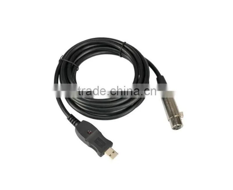XLR Female to USB Male 3M Black Cable Cord Adapter For Microphone Connect With Computer