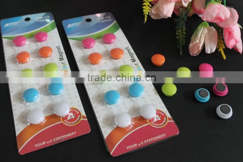 Round shape 15mm color magnet button for office, whiteboard, frige, freezer, school. Wholesale magnet button cheap sale!