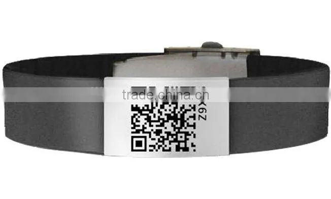 Silicone Engravable unique qr bracelet with tin box