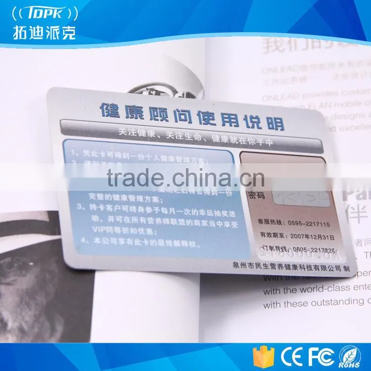 plastic pvc scratch card with high quality