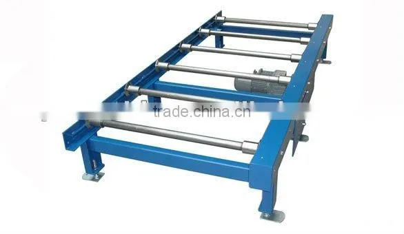 Roller conveyor with belt drive from roller to roller