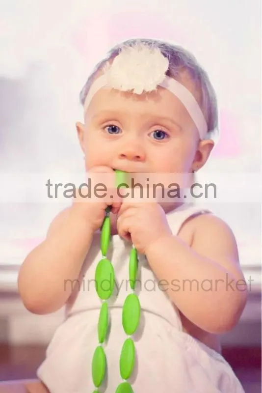 Quartz Pink Silicone Teething Necklace Baby Chew amber
