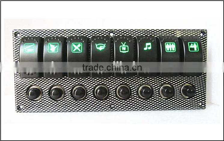 New Car Boat Marine LED Rocker Switch Panel 8Gang