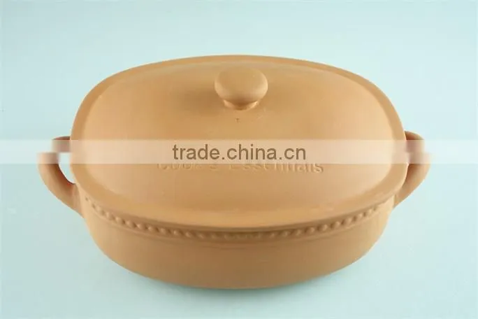 Ceramic rectangular terracotta clay pots turren with lid, soup pot serv dish 5.5 L capacity