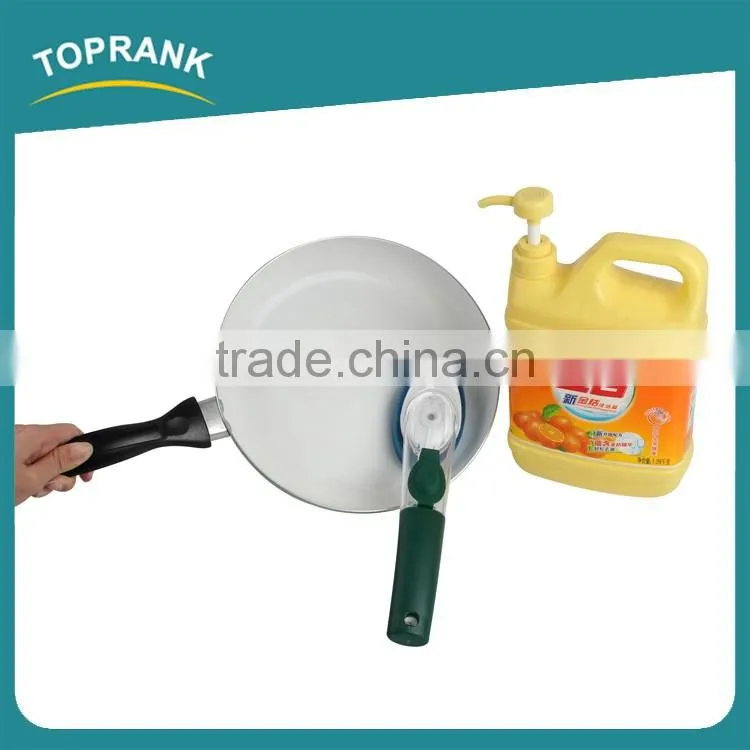 Toprank Detachable Hot Kitchen Liquid Dish Brush Soap Dispenser Bbq Soap Dispensing Dish Sponge Scouring Pad With Sponge