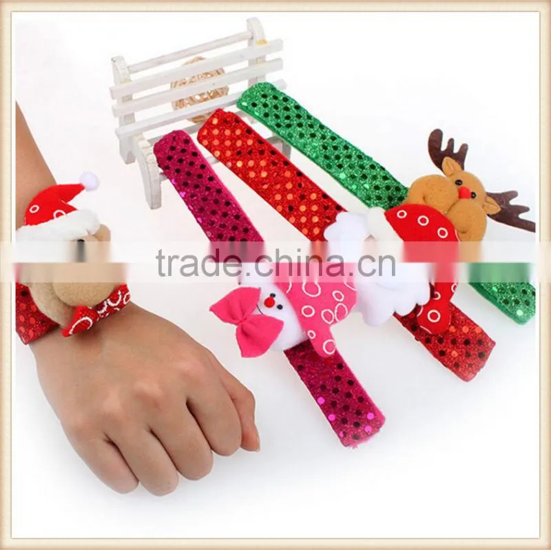 2pcs Christmas Snowman Slap Wristband Bracelet Kids Adult Circle Hand Ring