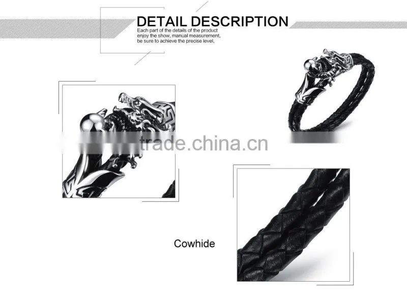 Men's Leather Bracelets 316L Stainless Steel jewelry genuine leather bracelet
