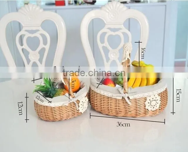Hot sell new oval empty gift wicker fruit basket