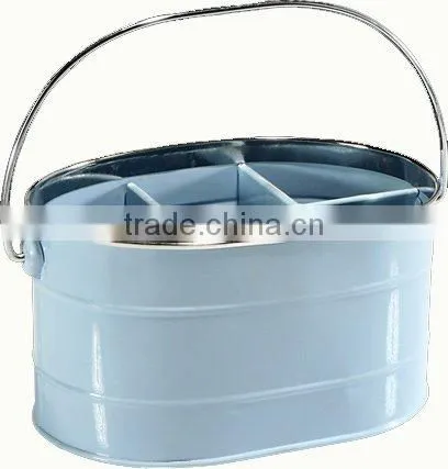 6 slots Metal Kitchen Utensil Holder Cooking Tool Storage Box Flatware Caddy with Grip Handle