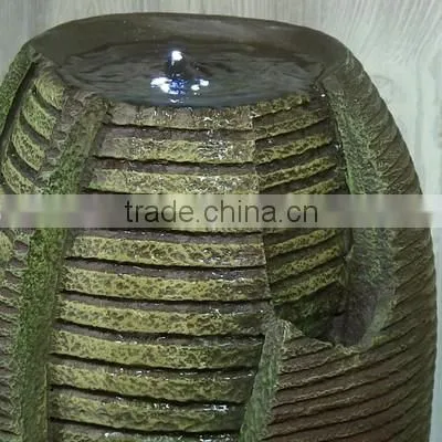 Dark Gray Stone Pillar & Silver Bowls Outdoor Water Fountain