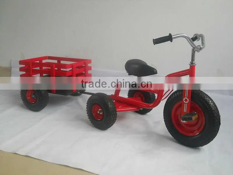 toy tricycle with wooden trailer,children tricycle with trailer