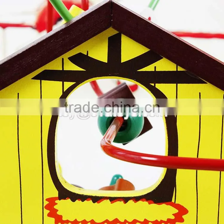 new design bead maze wooden kids roller coaster toy for education W11B141-S