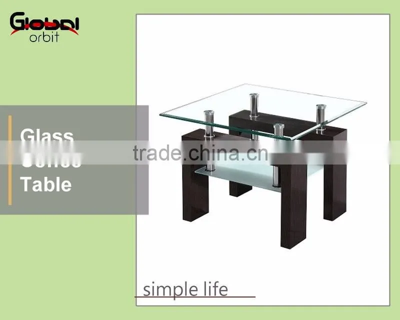 New Design Living Room Furniture Plastic Base With Glass Top Coffee Table