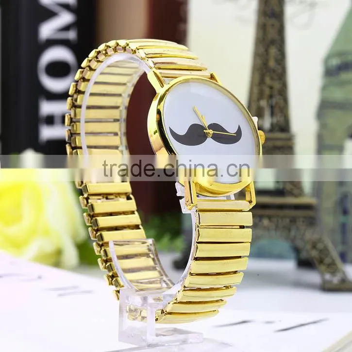 New Mustache Pattern Quartz Bracelet Watch With Metal Band