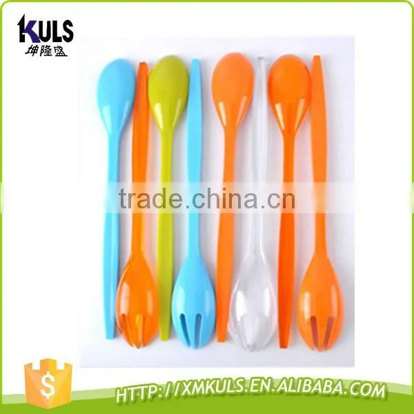Reusable durable PS plastic salad fork and spoon kitchen utensil cutlery set