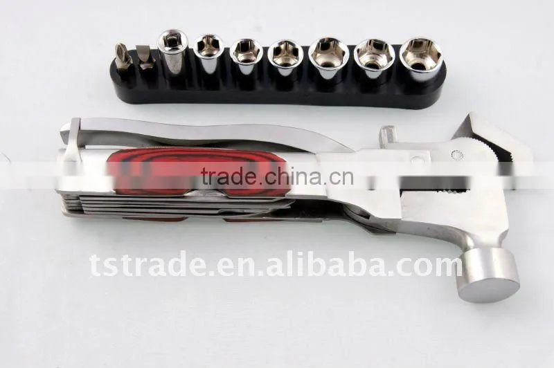2014 New product:11 multi tool stainless steel hammer promotion gift hammer multi hammer tools with flashlight