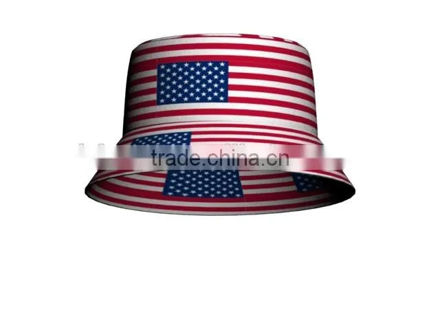 Custom Printed Cheap Blank Cool American Flag Print Pattern Bucket Hat