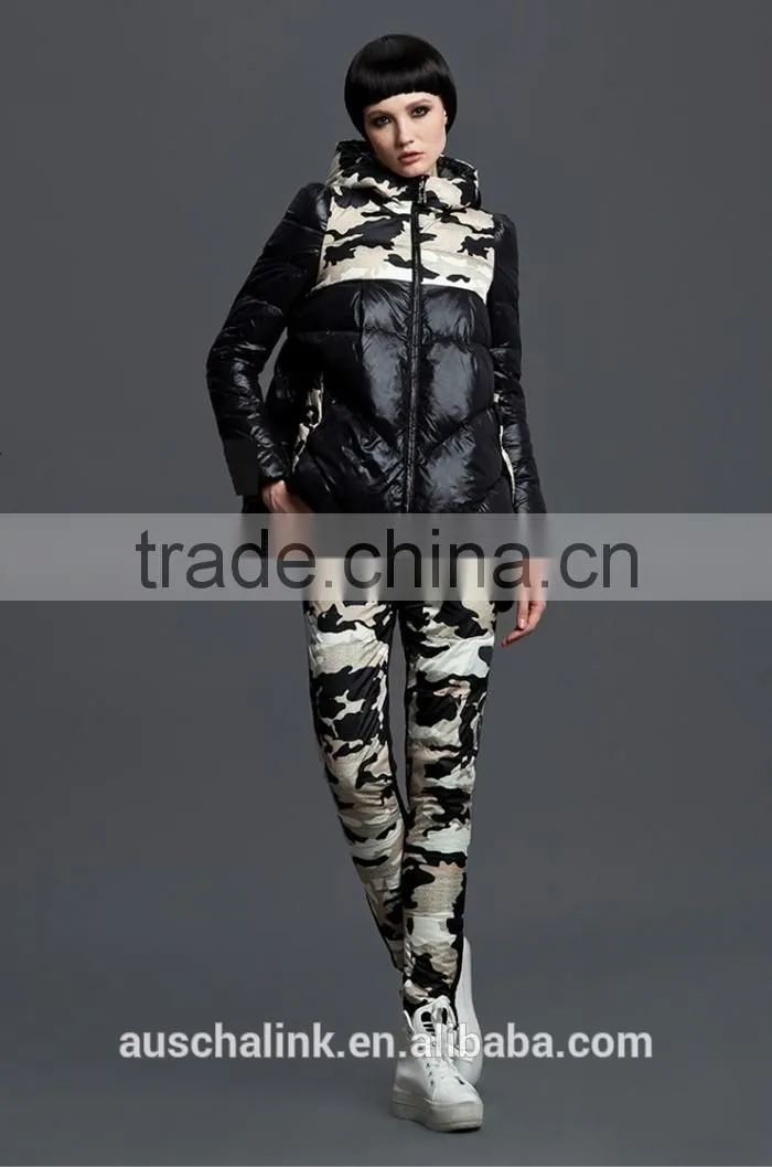 european style women camo down filled winter keep warm pants