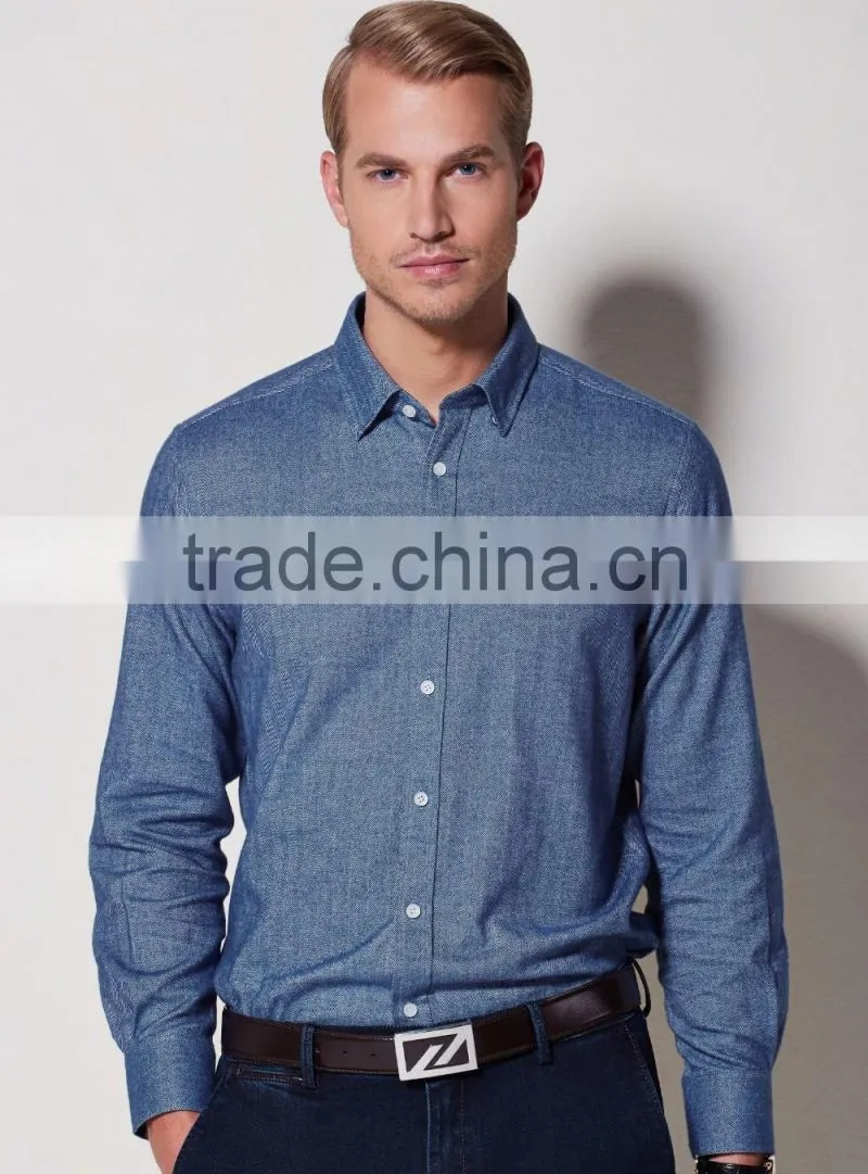 new design made to measure herringbone cotton slim men shirt BSB009