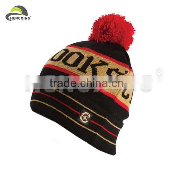 Custom made stylish pompom embroidered beanie hat