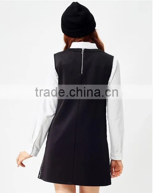 Women's black knitting small hem A printed sleeveless dresses