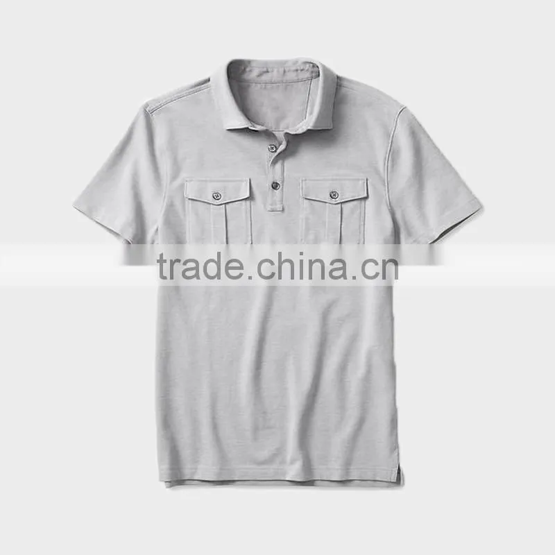 China alibaba wholesale pure color pocket short sleeve polo shirt for men
